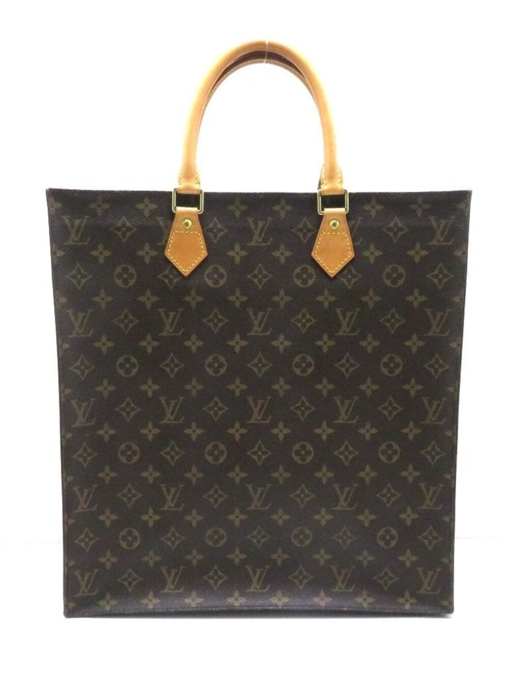Louis Vuitton Sac Plat Monogram Handbag Canvas Brown